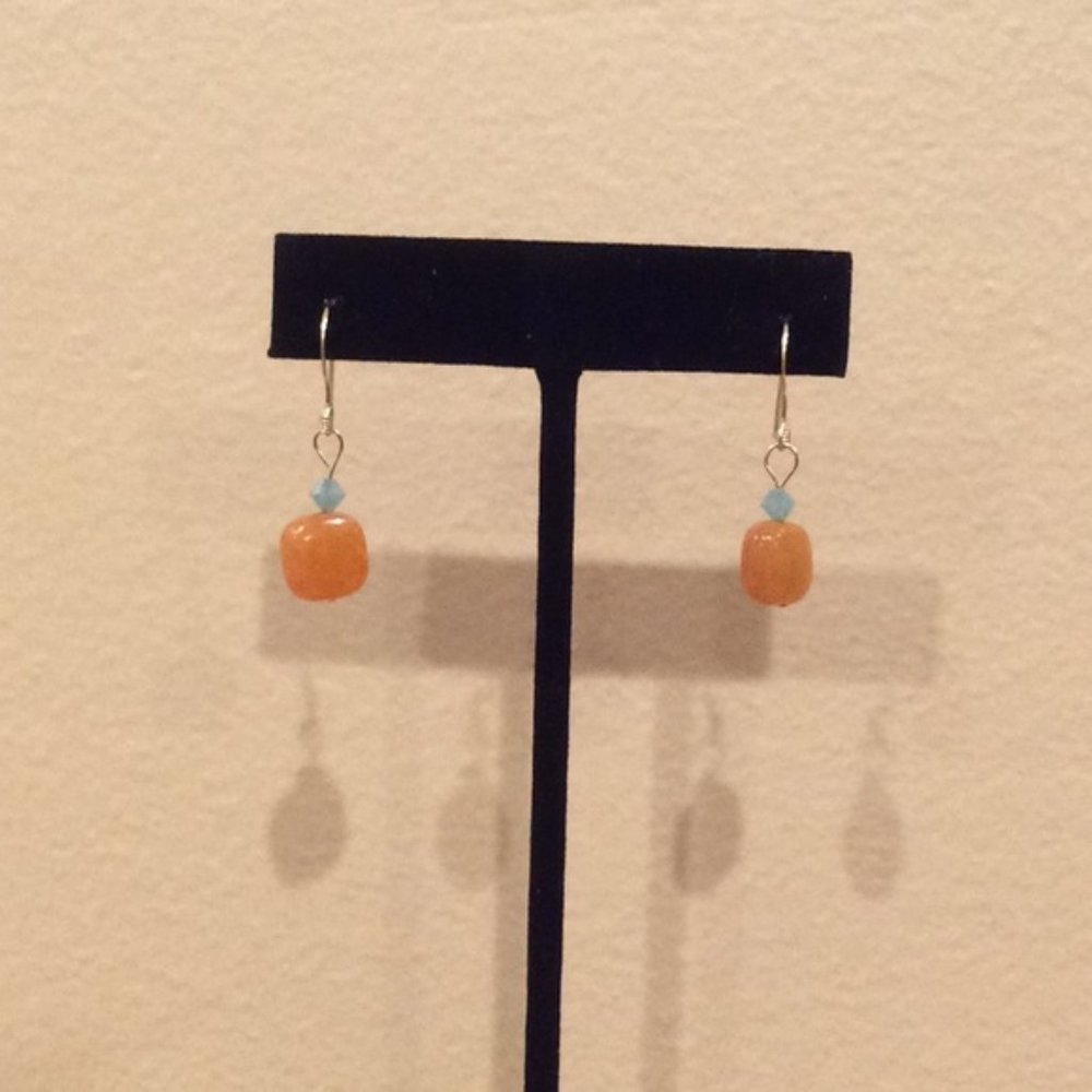 Natural stone with Swarovski crystal hook earrings